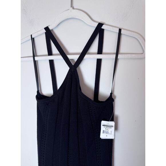 Torn by Ronny Kobo Black Halter Crochet Knit Maxi Dress Fringe Hem Size S NWT - Picture 6 of 11